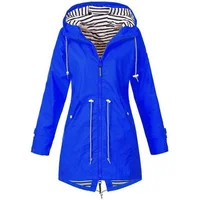 Womens Waterproof Raincoat Casual Basic Outdoors Trench Lightweight Drawstring Jackets Hiking Clothes for Women 2