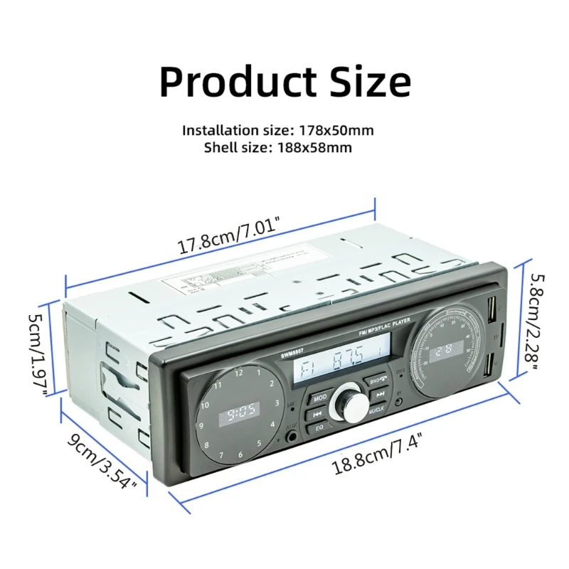 자동차 라디오 MP3 플레이어 차량 스테레오 원격 제어 USB 드라이브 AUX 재생-USB 충전 FM 라디오 수신기 60Wx4