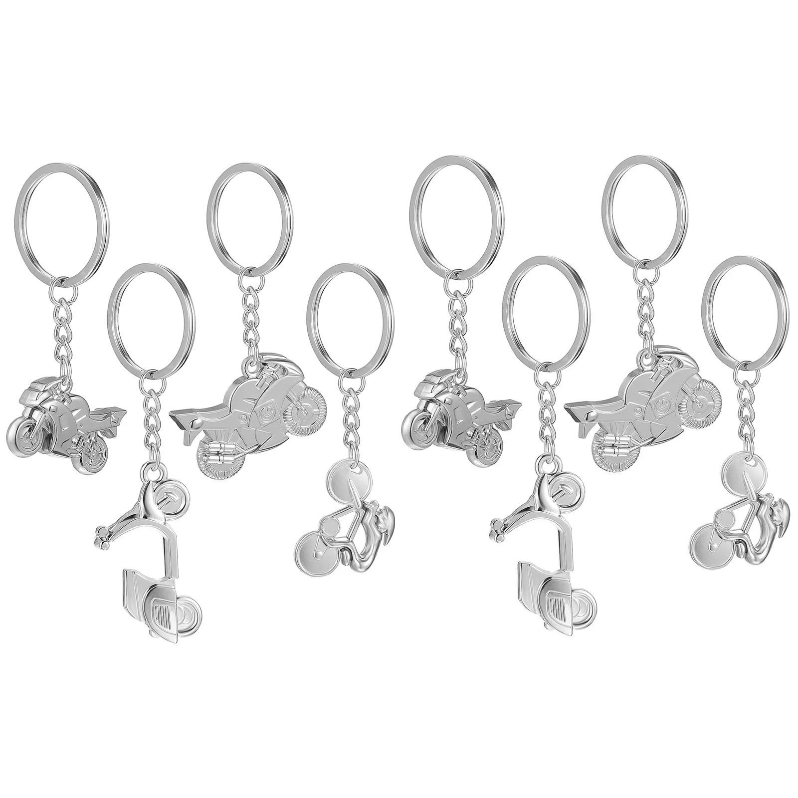 

8 Pcs Motorbike Charms Keychains Metal Motorcycle Pendant Key Holders Portable Pendant Keyrings Gifts for Men Father Husband