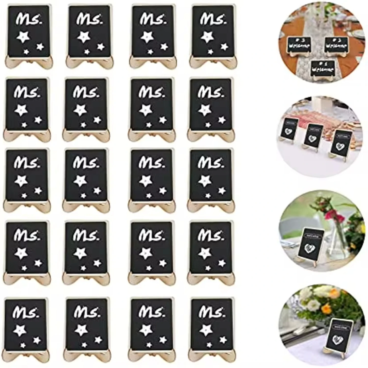 Wood Mini Chalkboards Signs with Support Easels Small Rectangle Blackboard 20 Pack wood chalkboard signs