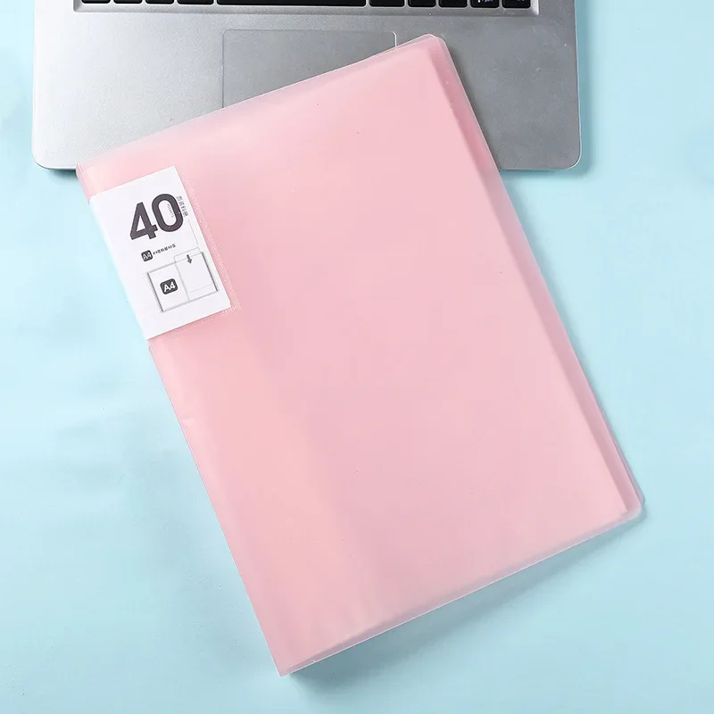 File folder transparent folder file bag stationary organizer pouch translucent color file waterproof office supplies document bag thickened file bag A4 40Pages size folders document organizer