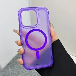Trendy 3 - in - 1 Magnetic Shockproof Case with Frosted Slim Clear Design and Wireless Charging Compatibility - iPhone 14 (Dark Purple)