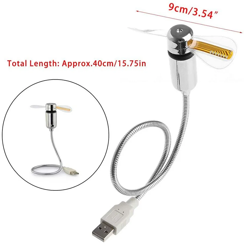 Creative USB Fan，USB LED RGB Light Programmable Fan Flexible Gooseneck DIY Message Mini USB Fan for PC Laptop Notebook Desktops — view 6