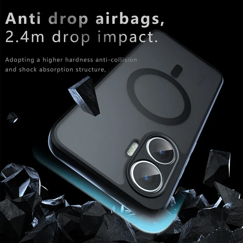 Luxury Frosted Skin Feel Translucent Slim Case with Magnetic Anti-Drop Protection