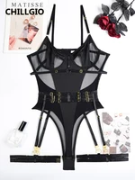 CHILLGIO Women Sexy Transparent Mesh Bodysuits Summer Hollow Fashion Erotic Rompers Sheer One Piece Combination Tight Catsuits