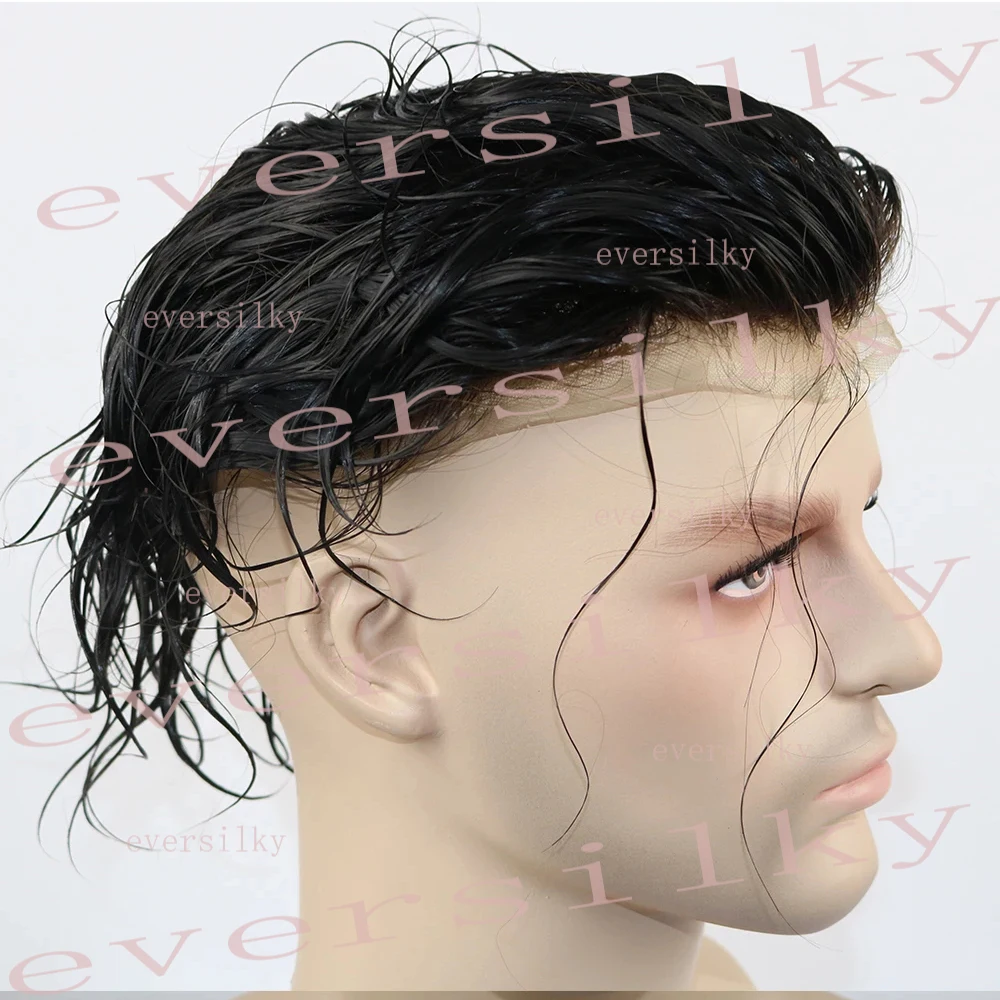 Natural Hairline Full Lace Breathable Mens Toupee Super Durable Brown Human Hair Wig Undetectable Bleach Knots Prosthesis System