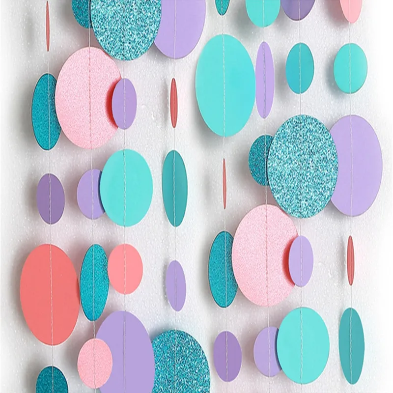 4m Glitter Round Ring Paper Garland Plant String Wall Hanging Paper Banner Baby Shower Wedding Birthday Party DIY Decoration