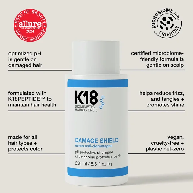 250ml Original K18 Damage Shield Shampoo Reduces Frizziness Tangles Maintains Hair Health Clean Preserves Color Enhances Shine 6