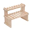 Multi layer solid wood small flower rack for office desktop, simple balcony, floor standing potted storage rack 5
