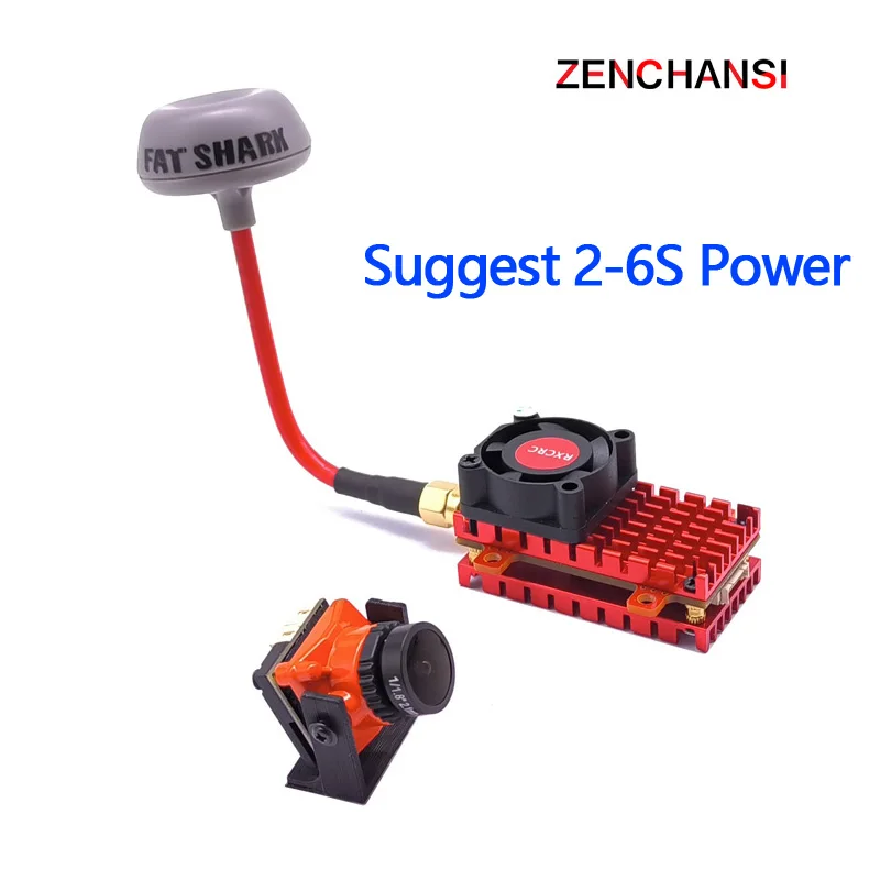 Caméra VTX FPV 5.8G 40CH 25-200mW installée sur un châssis de drone, connectée à la carte de vol.