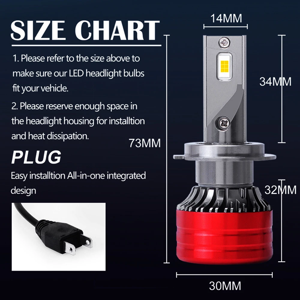 LED Car Lights LED Lights LED Bulbs LED Headlights LED Car Headlights Car Headlamps 12V 6000k H1 H4 H7 H11 9005HB3 9006 HB4 Bulb Led Lamp CSP 3570 Car Headlight Auto Fog Light High Power 200W 60000LM