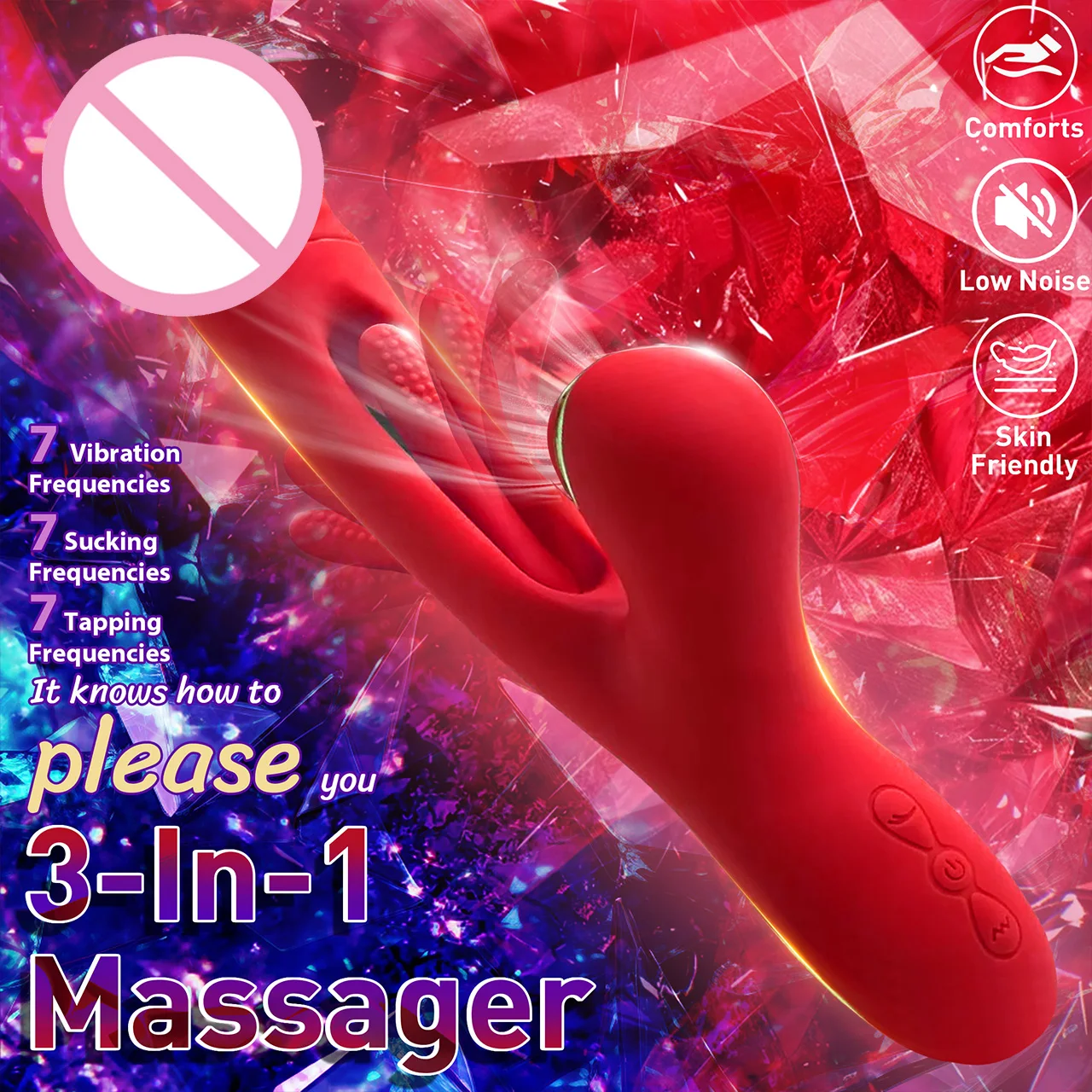 G Spot Vibrator Dildo, Powerful Thrust Suction Stimulator Female Massager, 7 Tapping Vibration Suction Modes Adult Sex Toy