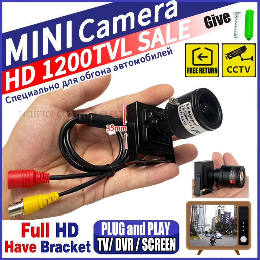 CCTV Mini Camera 2.8mm-12mm 1200TVL HD Zoom Manual Focusing Metal Analog Security Surveillance Vidicon Micro Video For Home/Car mini dvr micro av hd fpv dvr av recorder 1280x720 cctv mini video recorder analog camera super micro sd dvr support 32g tf card