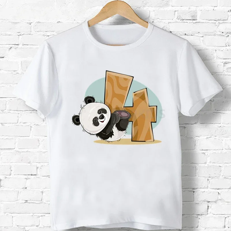 thumbnail image 1 of 2024 Feliz Cumpleaños Panda Número 1-9 Impresión Niños Camiseta Niño Niño Niña Ropa Verano Algodón Camiseta Linda Dibujos Animados Camiseta Bebé, 1 of 5
