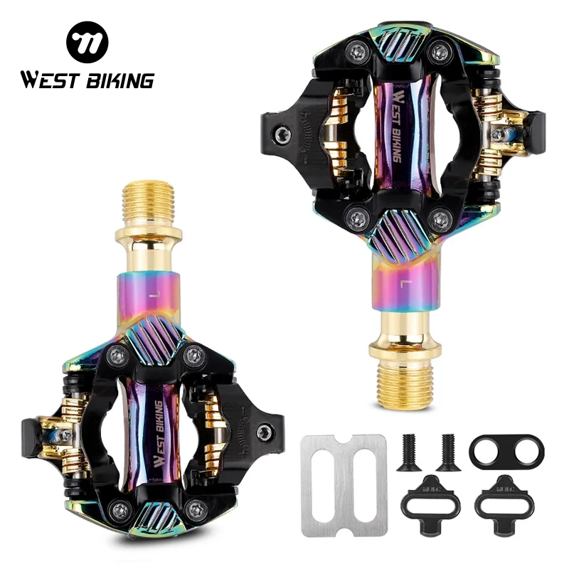 Pédales Auto VTT SPD WEST BIKING Avec Crampons Axe 9/16 Pédales Vélo