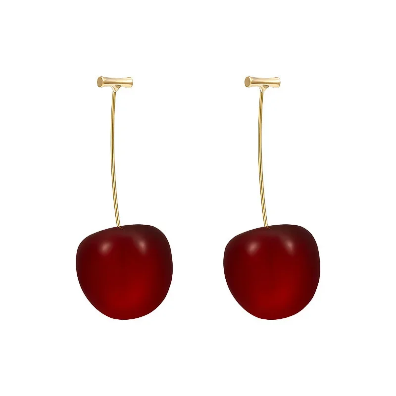 Versatile Cherry Earrings Women's Design Sense Jewelry Gifts Cute Red Cherry Earrings Fashion Niche Fruit Earrings Girls Sweet