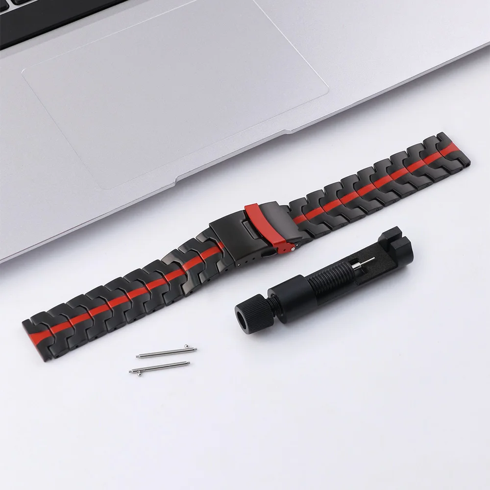 Luxury 22mm Titanium Strap - Men's Metal Bracelet Belt in Sporty Colors