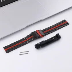 Luxury 22mm Titanium Strap - Men's Metal Bracelet Belt in Sporty Colors - Xiaomi Watch 5 (Black red)