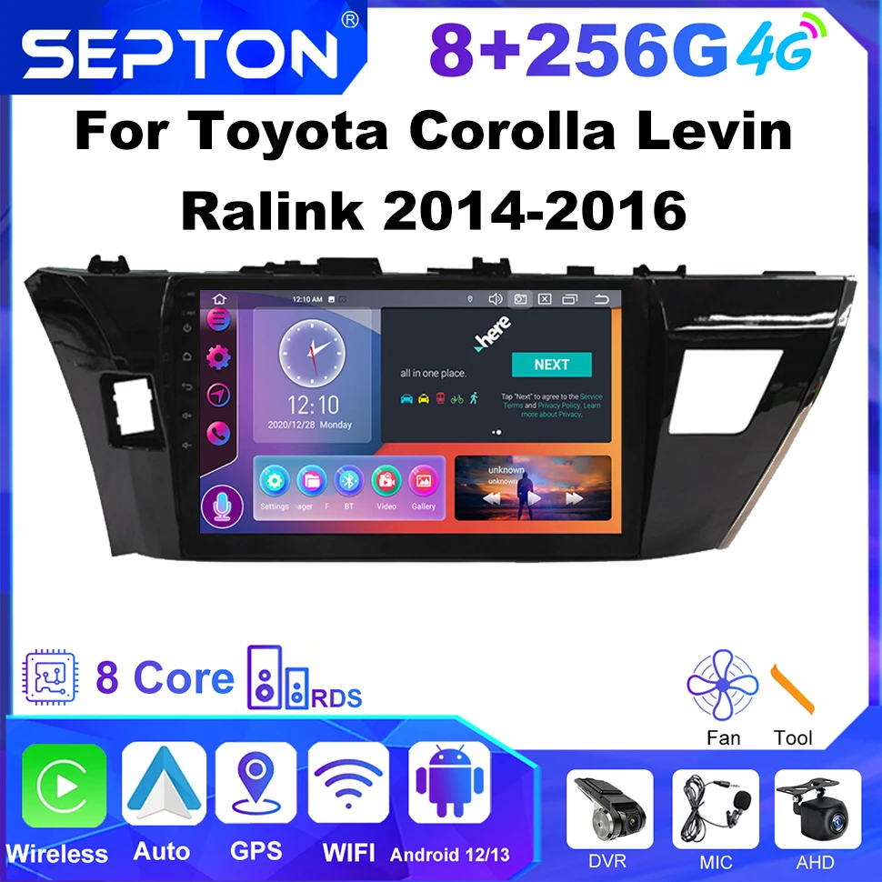 

SEPTON Car Radio for Toyota Corolla Levin Ralink 2014-2016 Multimedia Player 4G 2 Din 2DIN Navi GPS Stereo Carplay WIFI HeadUnit