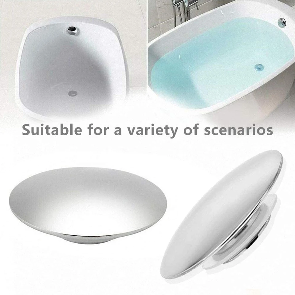 Tapón De Desagüe Cromado Para Lavabo - Clic-Clac, Diámetro 66 Mm, Rosca M8, Para Cocina Y Baño