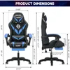 Gaming Chair with Massage and LED Lights Ergonomic Video Game Chairs with Footrest High Back Reclining Computer Chair 2