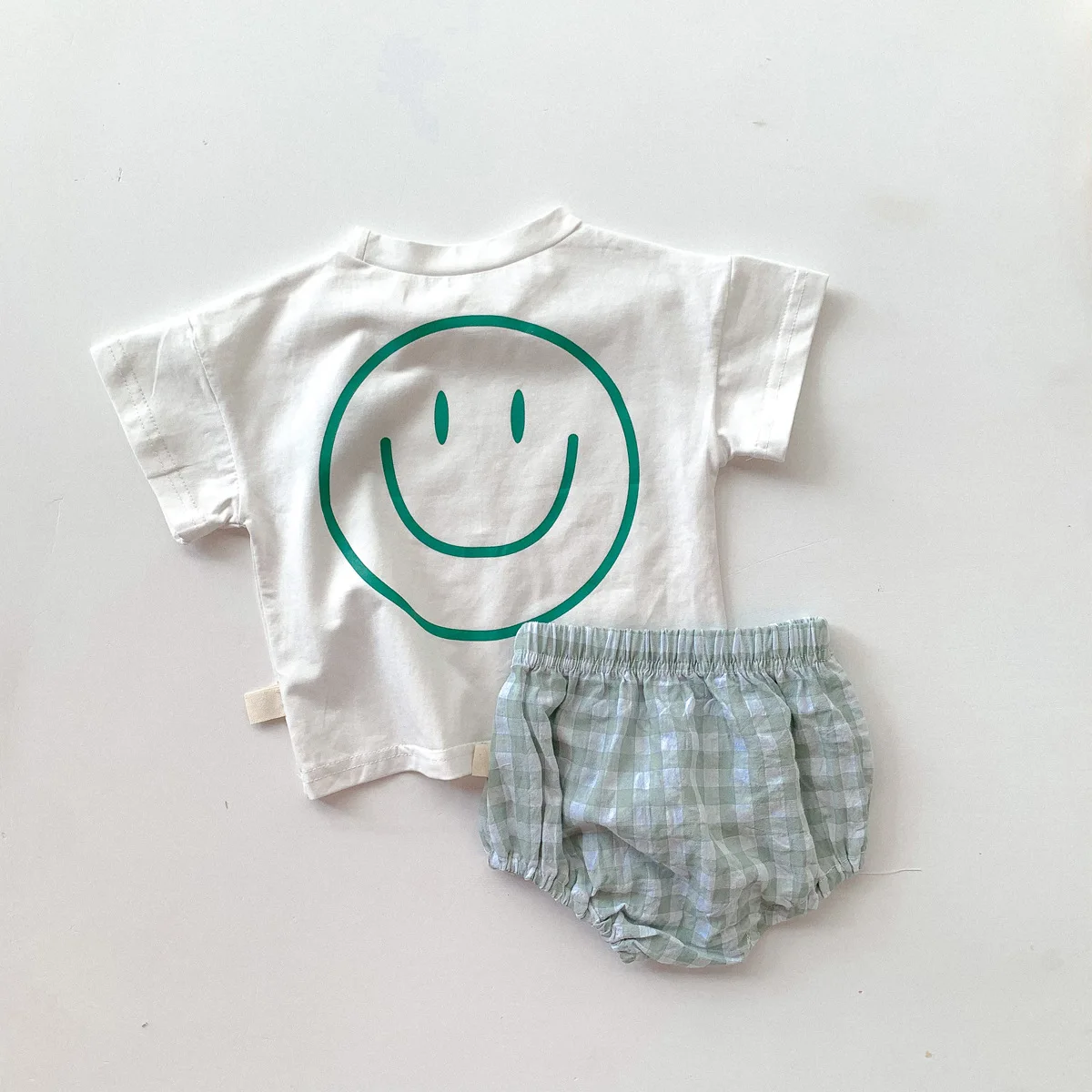 2022 Summer New Baby Smiley Print Clothes Set Infant Girl Cartoon T Shirt + Pp Shorts 2pcs Set Toddler Boy Casual Smiley Suit Baby Clothing Set expensive