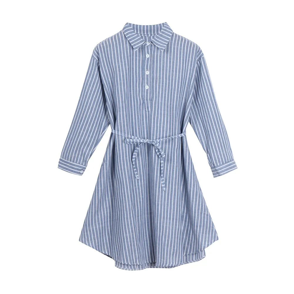 blue and white lining shirt for ladies