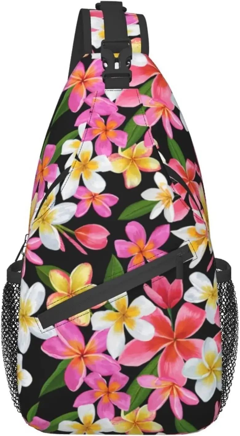

Hawaii Tropical Flowers Sling Backpack,Casual Crossbody Backpack Sling Bag Chest Daypack For Men Women Sport Hiking Gym