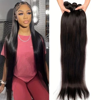 Offerta Promozionale: Extension di Capelli Umani Lisci Brasiliani, Non Trattati, Vergini, Economici, in Fasci da 30-32 Pollici