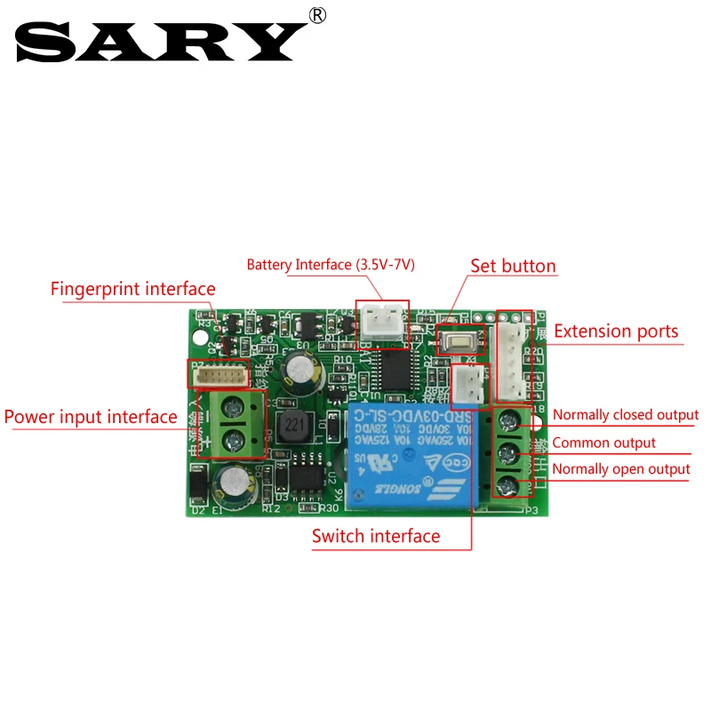 DC12V DC24V Fingerprint Access Control System Control Board Electronic Door Lock Controller Fingerprint Module