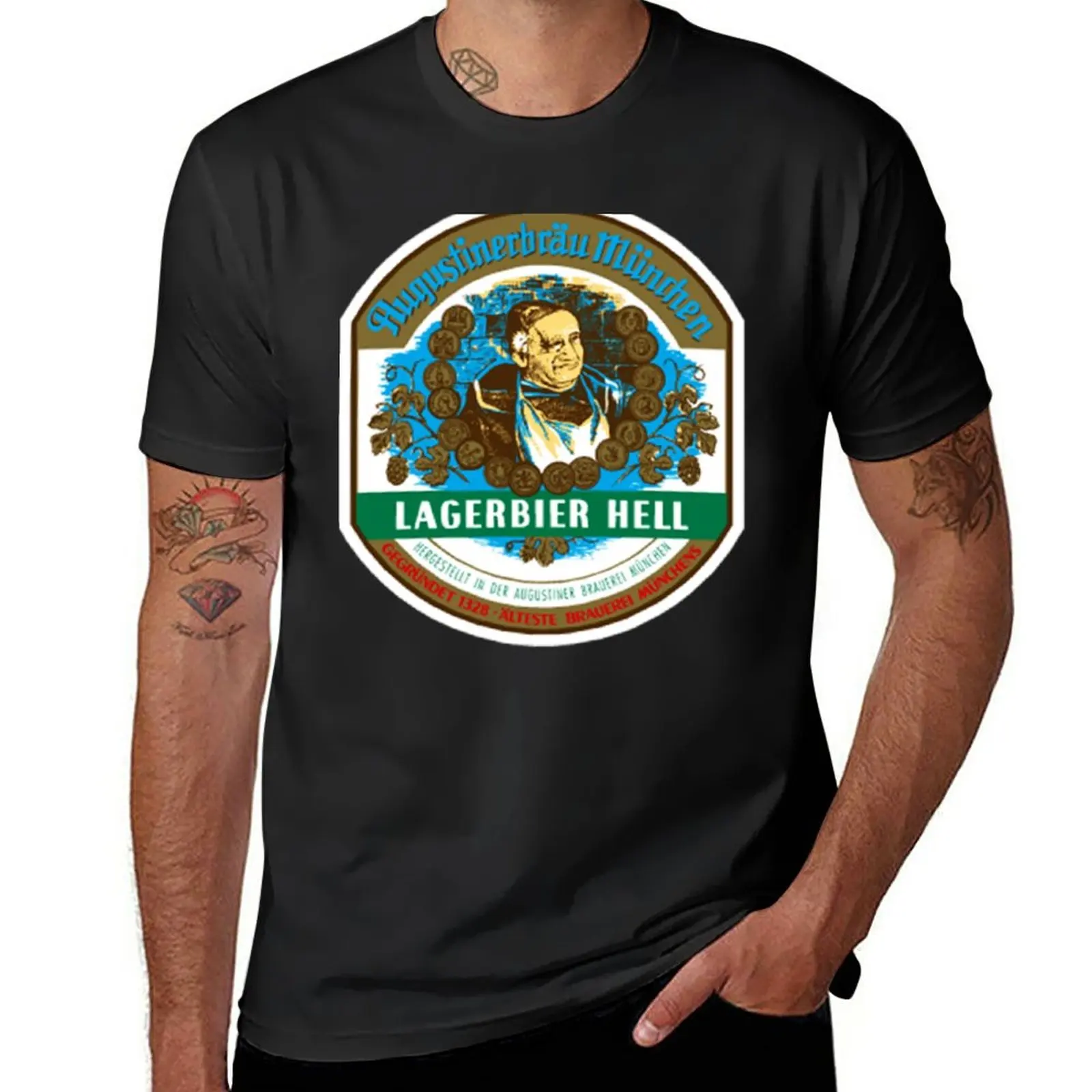 

New Augustiner Hell beer T-Shirt hippie clothes blank t shirts plus size t shirts Men's t-shirt