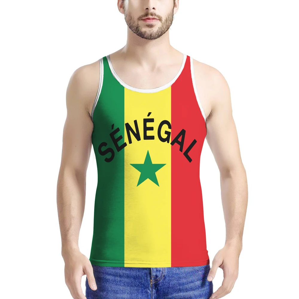 

Senegal Youth Free Custom Made Name Team Logo Sn Tank Tops Sen Country Travel Fishing French Nation Flag Print Photo Clothes