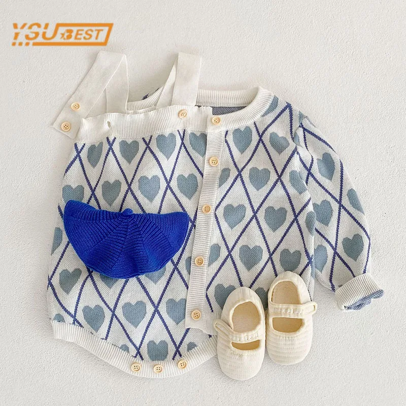 

Autumn Infant Baby Girl Loving Heart Romper+Coat Long Sleeves Toddler Baby Girls Clothes Sweet Cardigan Clothing