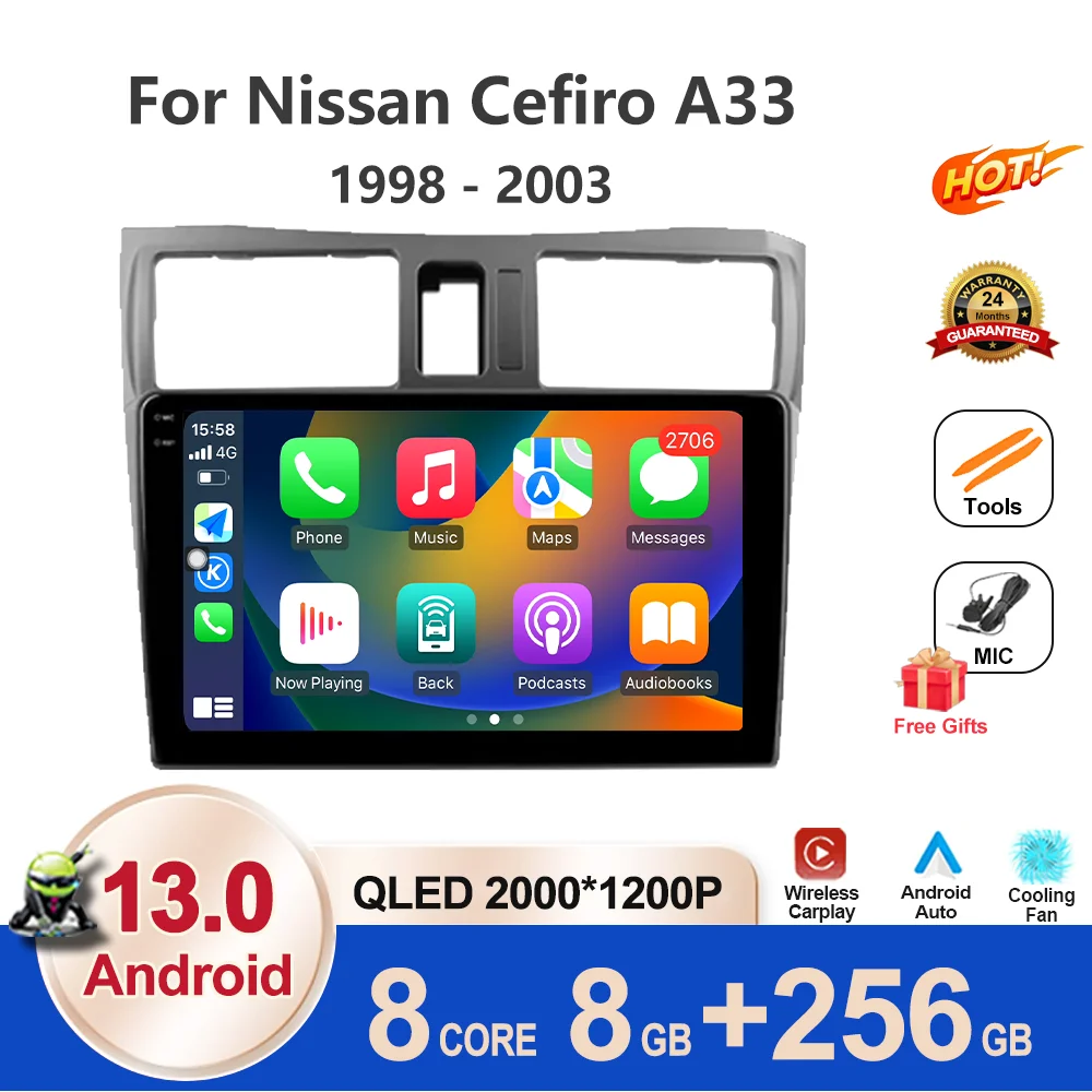 

Android 13 For Nissan Cefiro A33 1998 - 2003 Car Radio Multimedia Video Player Navigation QLED 2K 4G LET No 2din 2 din BT Tools