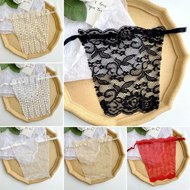 

Women Clip-On Floral Leaves Lace Mock Camisole Bra Insert Cleavage Cover Overlay Modesty Panel Vest Wrapped Chest