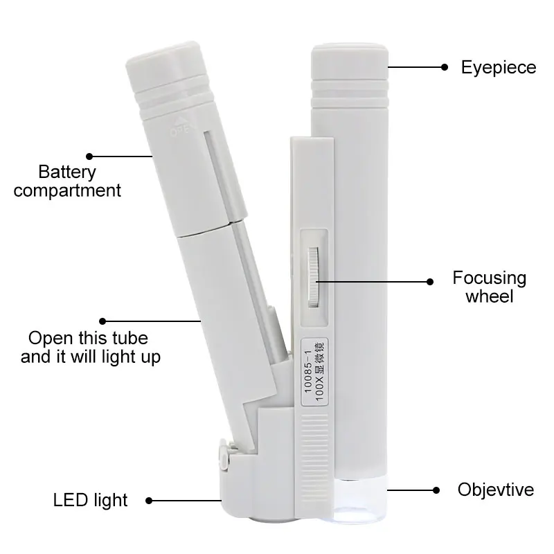 Handheld Microscope 40X 80X 100X Mini Pocket Portable Microscope LED Lamp Light Foldable Jewelry Magnifier Magnifying Loupe 4