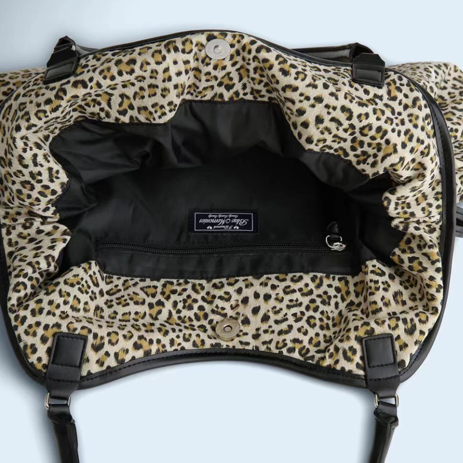 Y2K BadBlue bestickte Tragetasche mit Leopardenmuster, große Schultertasche mit Sternspiegelanhänger, koreanische trendige Damenhandtasche – Detail 9
