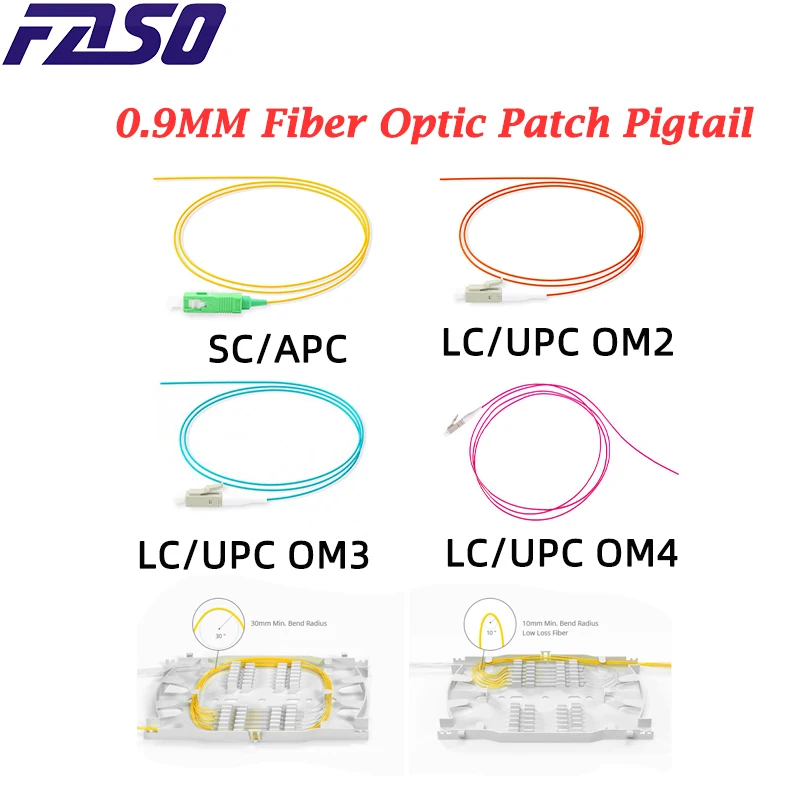

50Pcs 1.5Meter SC/APC Fiber Optic Pigtails SM G652D SX 0.9mm LC/UPC OM2 OM3 OM4 Optical Pigtail LSZH Jacket