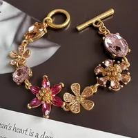 Vintage Colorful Zircon Flower Bracelet for Women