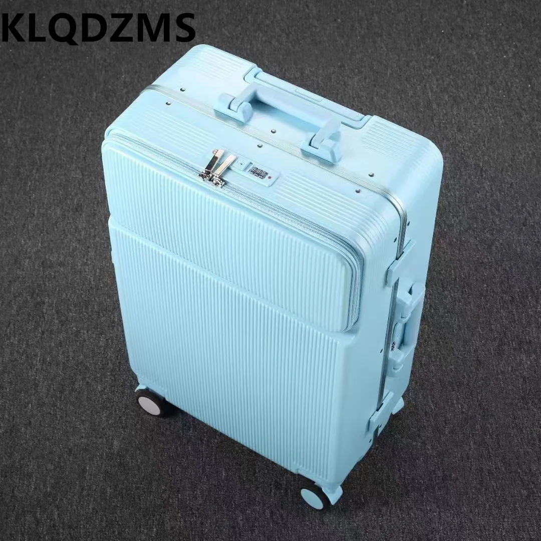 

KLQDZMS ABS+PC Luggage Men's Front Opening Laptop Trolley Case 20"24"28" USB Charging with Cup Holder Women's Carry-on Suitcase