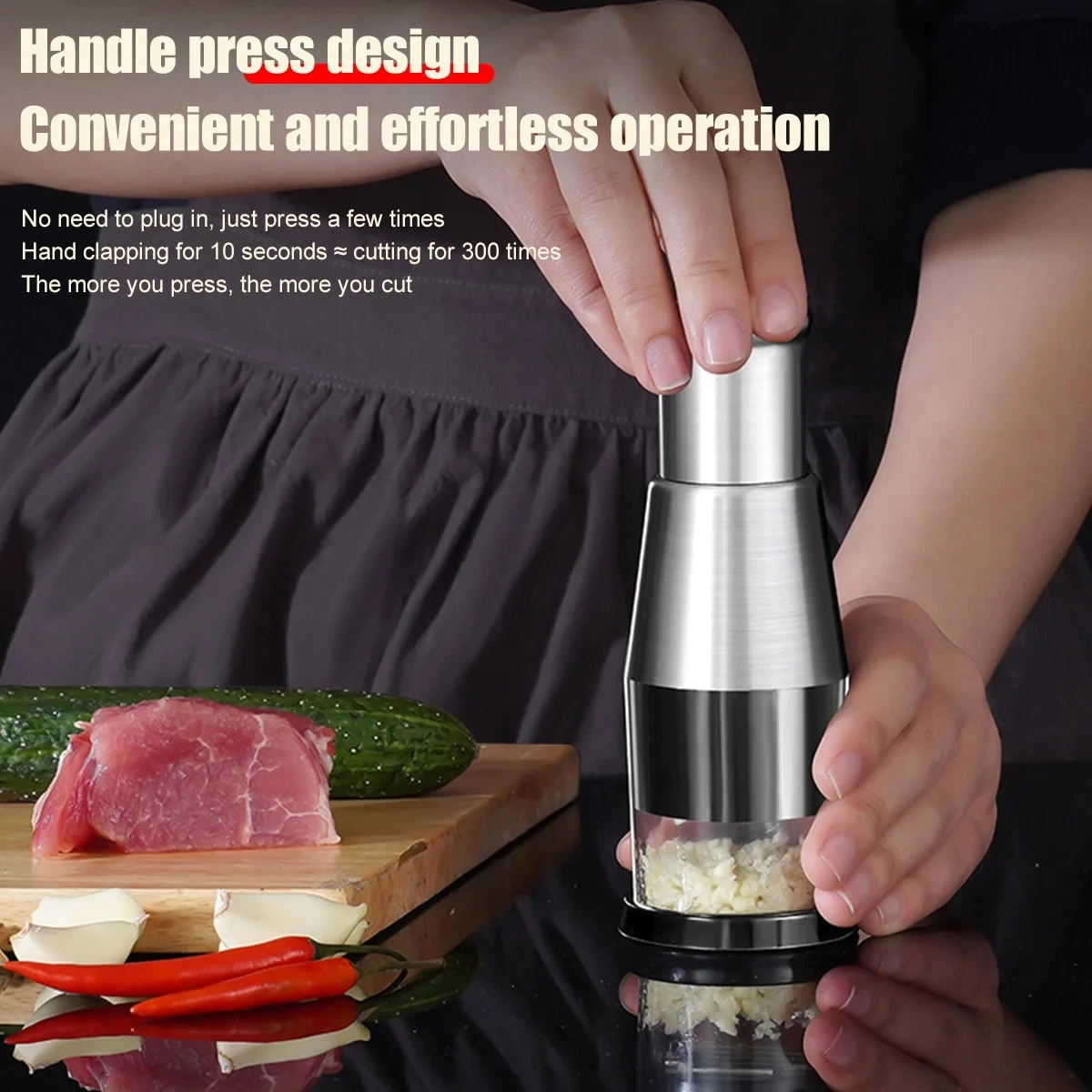 Manual Garlic Chopper Stainless Steel Handheld Garlic Masher Food Chopper Slicer Vegetable Cooking Crusher Kitchen Accessories 3