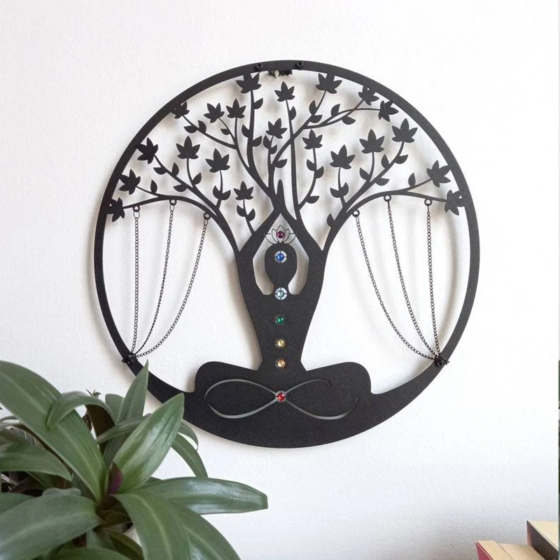 Yoga Art Wall Decor Modern Home Decor Gift Metal Wall Hanging Crafts Metal Wall Sculpture Zen
