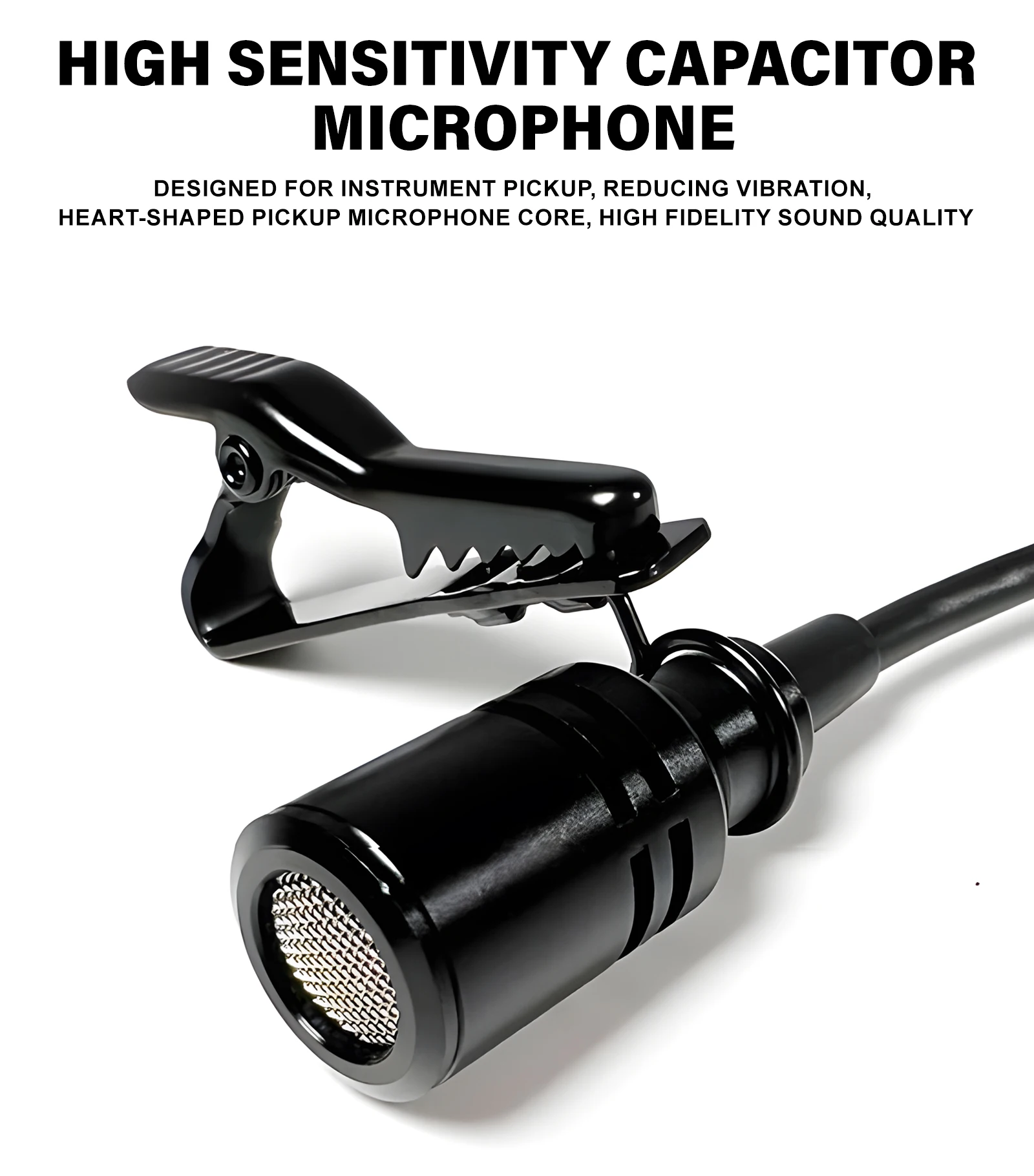 5M Etectret Condenser Omnidirectional Microphone Meeting Microphone Wired Lavalier For Trumpet Sax Violin Musical Instrument