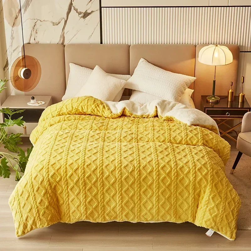 

Promotion New Warmth Duvet Cover Dual Use Blanket Artificial Cashmere Warm Winter Blanket Quilt For Cover Beds Soft Fleece