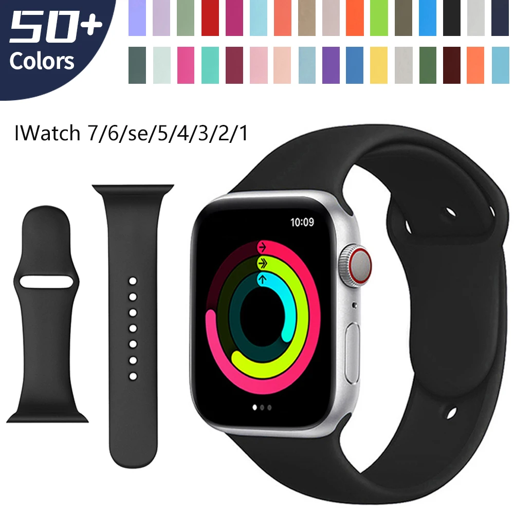 Sport Silicone Strap for Apple Watch Band 45mm 41mm 40mm 38mm Soft Bands Waterproof Wristbands for iWatch Series 7 SE6 5 4 3 2 1