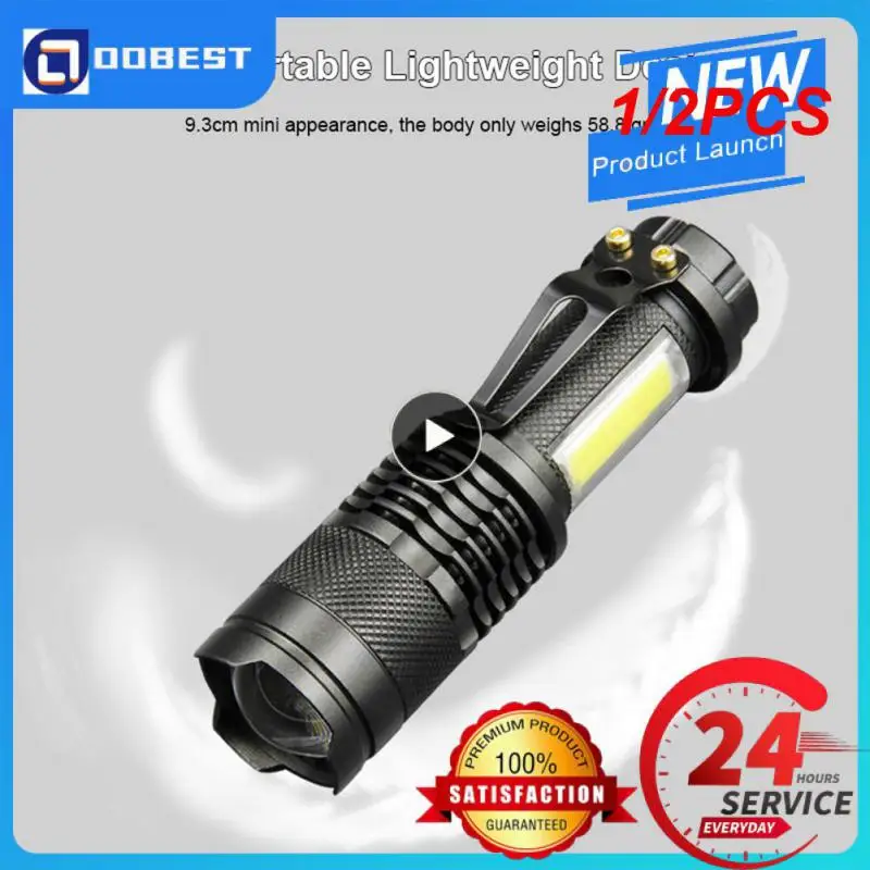 

1/2PCS Mini Rechargeable LED Flashlight Use XPE + COB lamp beads 100 meters lighting distance Used for adventure, camping, etc.