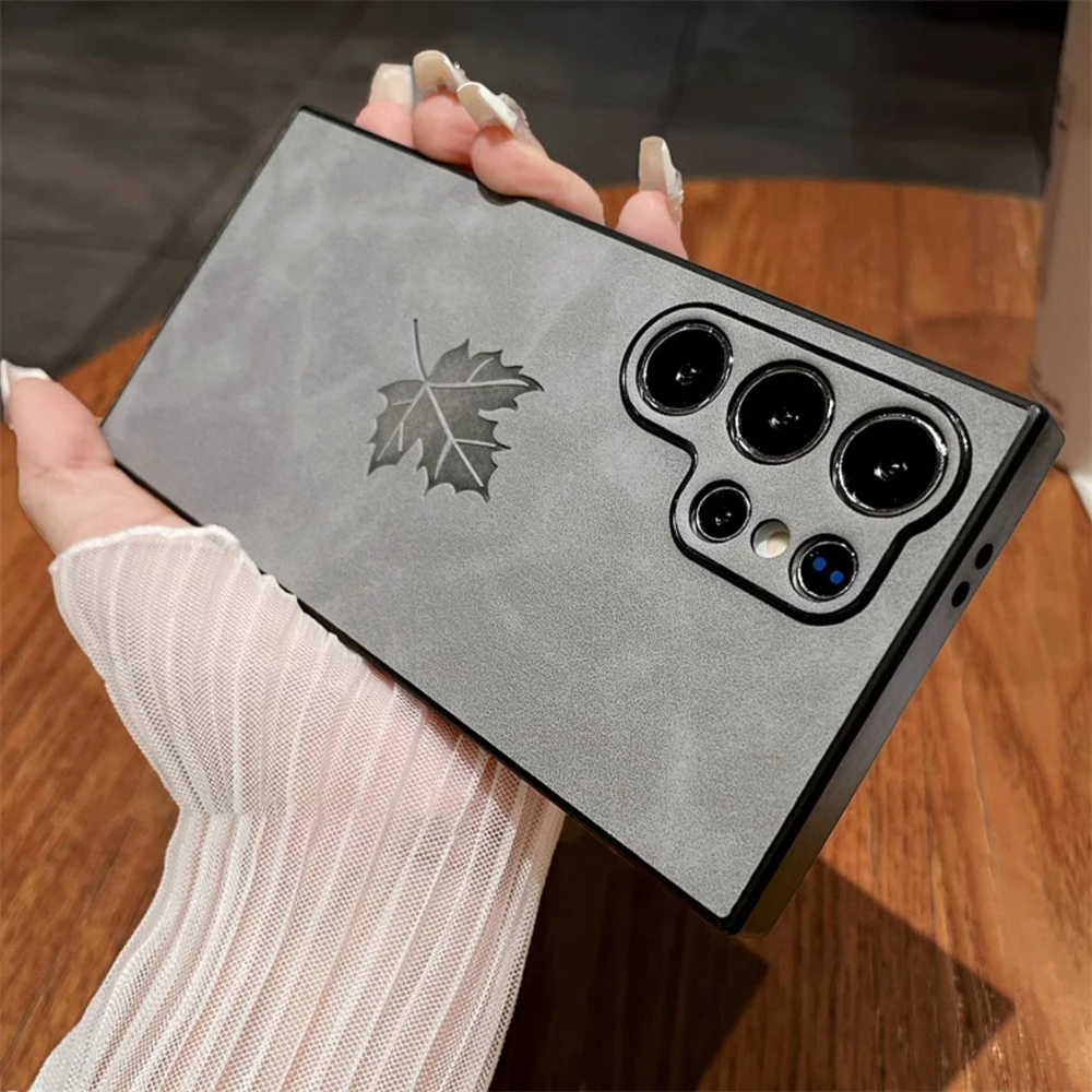 Luxury Maple Leaf Sheepskin Phone Case