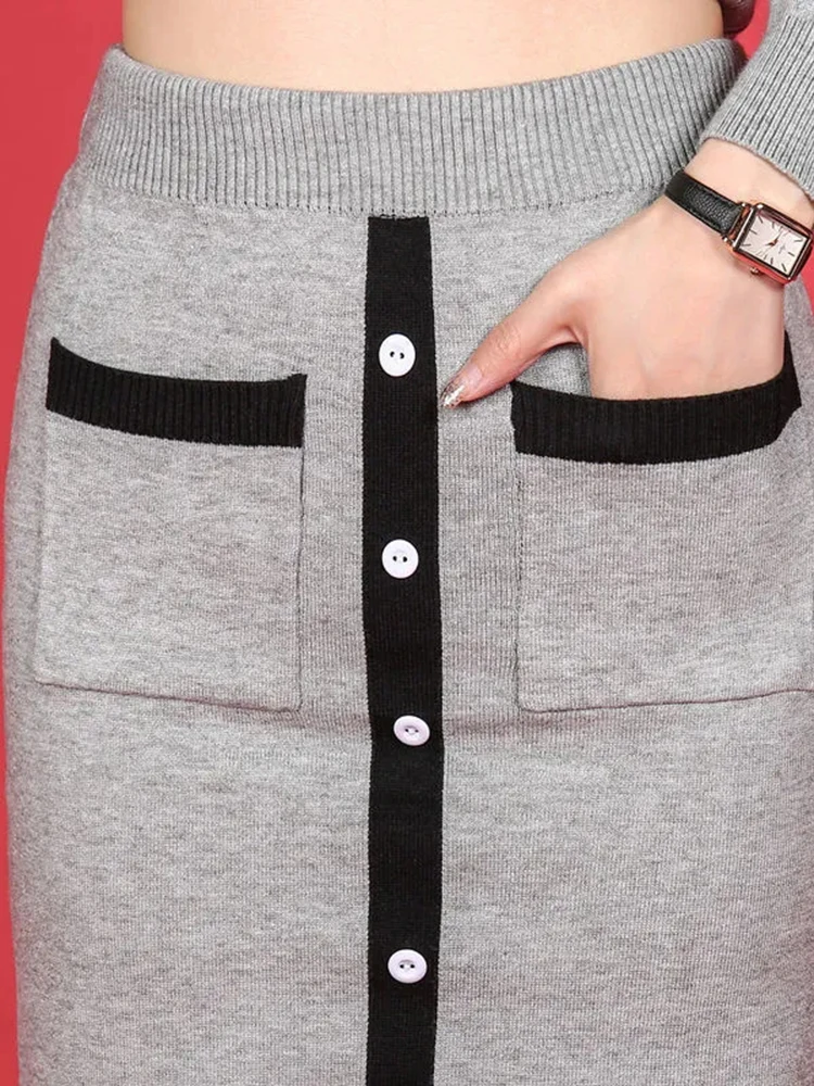 Elegant Ladies Plaid Vest 2 Piece Sets Korean Slim Chic Sleeveless Vest Conjuntos Casual Baggy Soft Knitwear Dresses New 2023