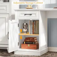 L-Shaped Executive Desk with Drawers, Charging Station, Storage, Rustic Cream White Home Office Desk 4