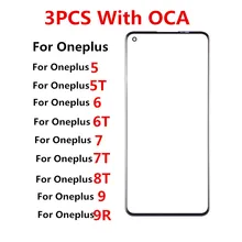 Écran tactile LCD pour Oneplus 5 5T 6 6T 7 7T 8T 9 9R, 3 pièces/lot, verre extérieur de remplacement + OCA=